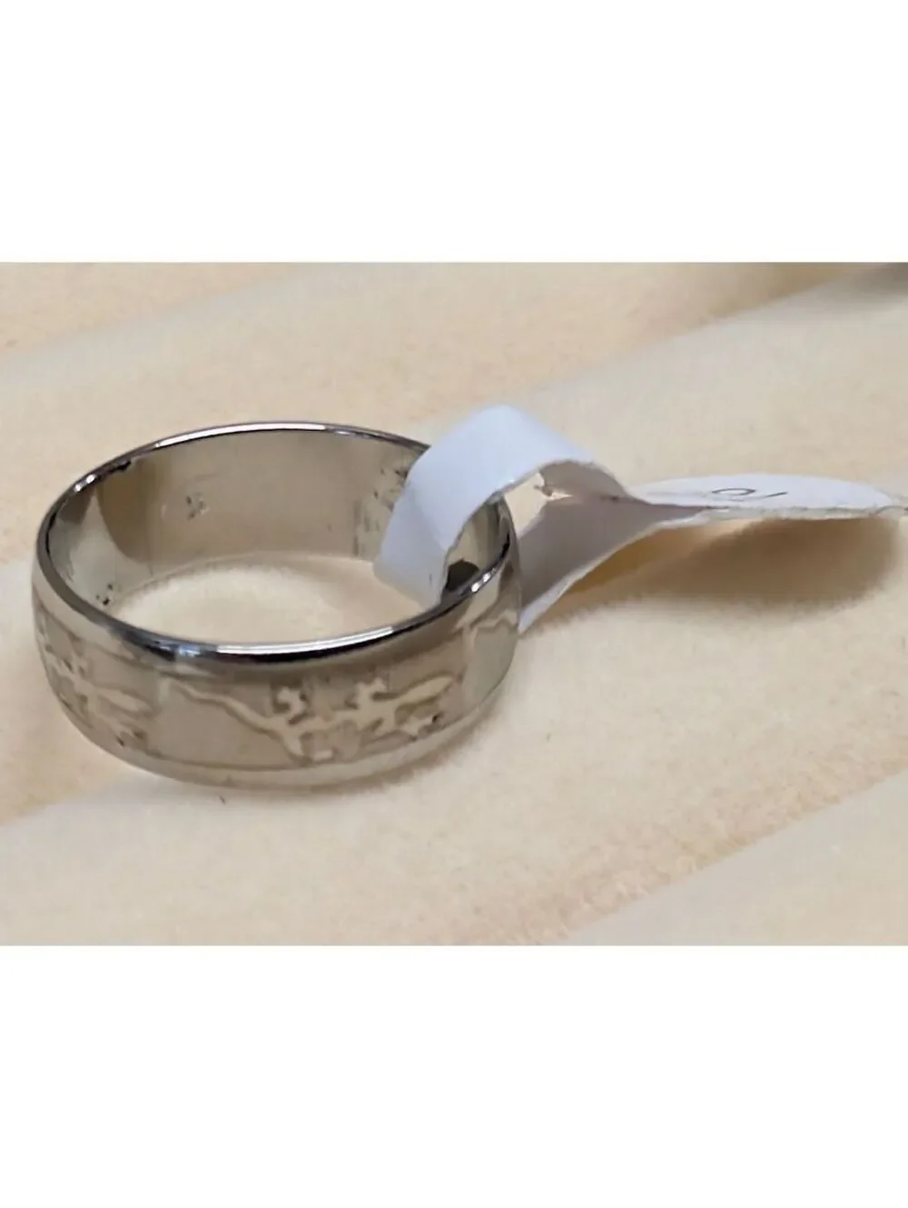 New Stainless Steel Ring Size 5 Lizard Pattern Silver Finish Durable Band Wide
